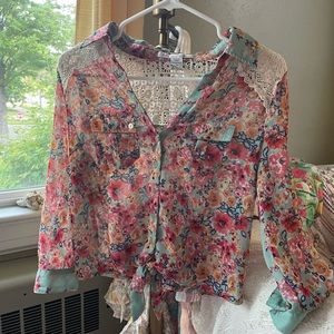 American Rag floral button down shirt